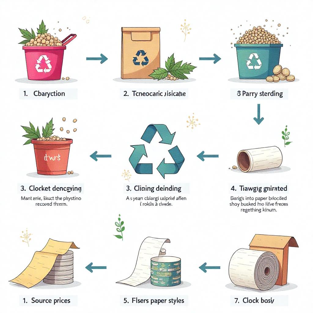 Infographic showing the step-by-step process of recycling used paper into new products.