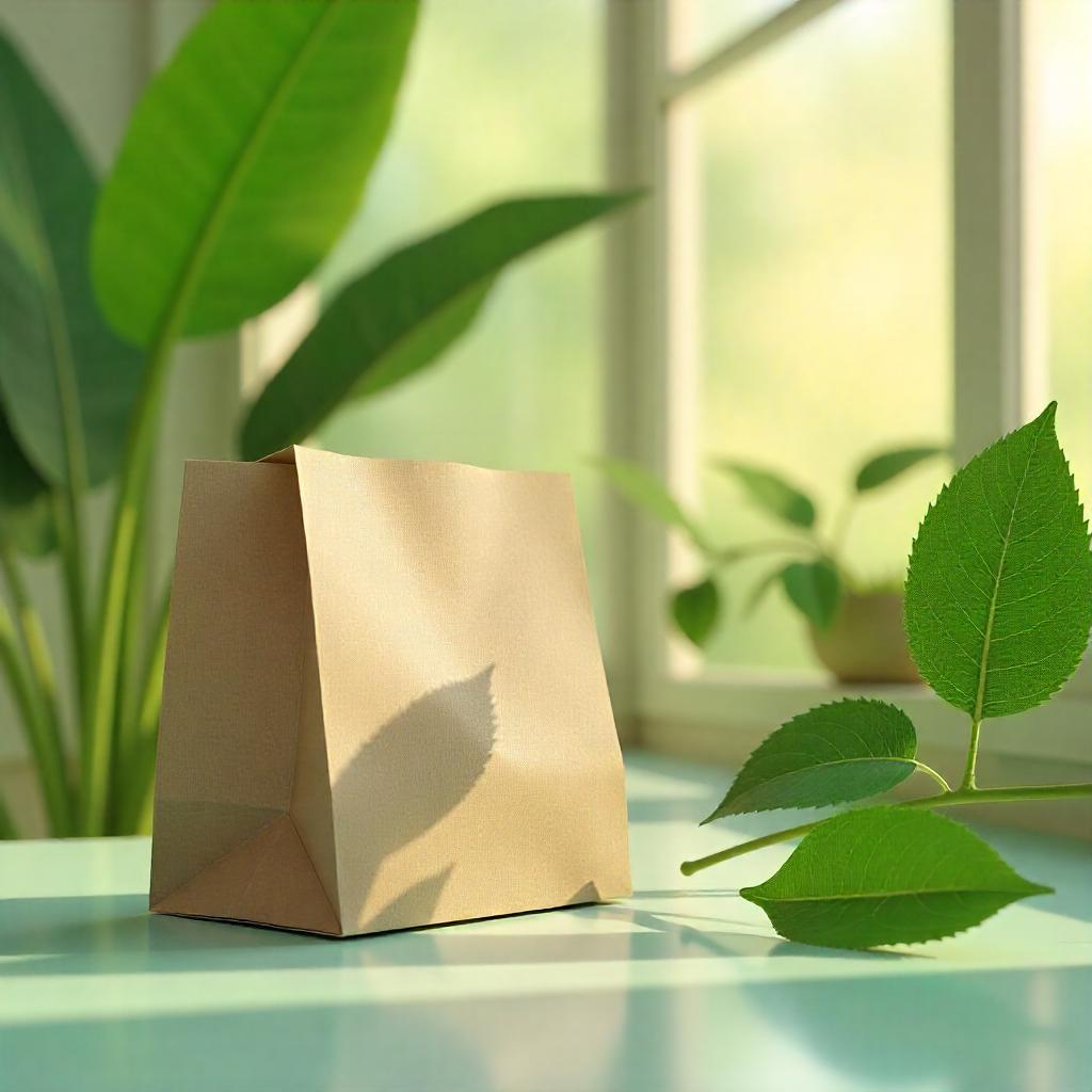 Biodegradable kraft packaging innovations with plant-based inks and FSC labels.